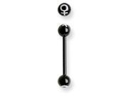 Acrylic 14G 5 8 in. Lg Female Symbol in Black White Barbell