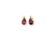 14k Pear Shape Garnet w Leaf Earrings