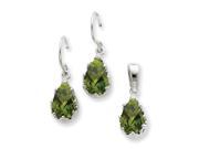 Sterling Silver Olivine CZ Earrings and Pendant Set