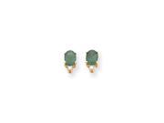 14k 7x5mm Oval Emerald AAA Diamond Earrings Diamond quality AAA SI2 clarity G I color