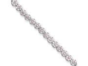 8.25in Rhodium plated Pink and White CZ Flower Bracelet