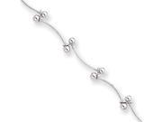 8.25in Rhodium plated Bead Wave Chain Bracelet
