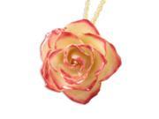 Lacquer Dipped Cream Pink Rose w Gold plated Chain