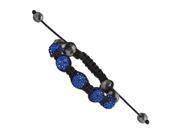 10mm 4 Hematite 5 Royal Blue Crystal Beads Black Cord Bracelet