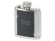 2.5 oz. Black Stainless Steel Crystal w Aluminum Plate Flask