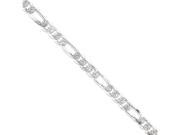 Sterling Silver 10.5mm Pave Flat Figaro Chain
