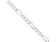 Sterling Silver 7.25mm Pave Flat Figaro Chain