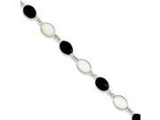 Sterling Silver Onyx Mother of Pearl Bracelet