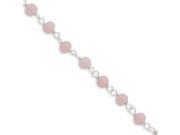 Sterling Silver Pink Bead with Heart Anklet