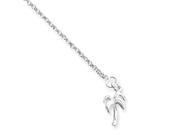 Sterling Silver 10inch Solid Polished Palm Tree Anklet