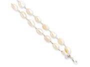 Sterling Silver Double Strand White Freshwater Cultured Pearl Bracelet