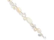 Sterling Silver Moonstone White Pearl Rock Quartz White Jade Bracelet