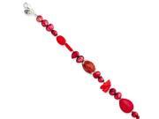 Sterling Silver Coral Red Red Pearl Red Agate Red Jasper Bracelet