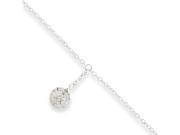 Sterling Silver 9 1in ext CZ Peace Symbol Charm Anklet