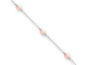 8.25in Rhodium plated Pink Glass Pearl Bracelet