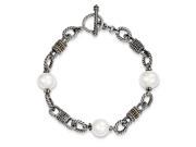 Sterling Silver w 14ky Freshwater Cultured Pearl Antiqued Bracelet