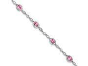 Sterling Silver Pink and Clear CZ Bracelet