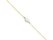 14k Two tone Puff Heart with 1in ext Anklet