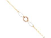 14k Tri color Circle Oval with 1in ext Anklet