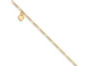 14k Figaro Link with Dangling Heart Anklet