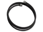 Stainless Steel Black Wire Adjustable with CZs Wrap Bangle