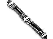 Stainless Steel Wire w Black Rubber 8.75in Bracelet