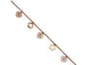Stainless Steel Rose Gold plated Flowers 10.5in Anklet