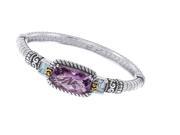 Alesandro Menegati 14K Accented Sterling Silver Bangle with Blue Topaz and Amethyst