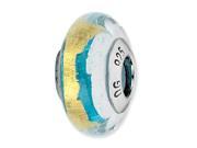 Sterling Silver Reflections Turquoise Silver Gold Italian Murano Bead