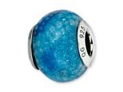 Sterling Silver Reflections Blue Python Glitter Overlay Glass Bead