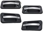 Hummer H2 Sut 03 05 Front Rear Outer Black With Chrome Trim Door Handle Set