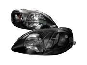 Honda Civic Dx Lx Ex 2 3 4Dr Black Type Head Lights Ek R Lamps Pair