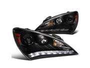 Hyundai Genesis Goupe Projector Headlight Black R8 Led Daytime Running Drl