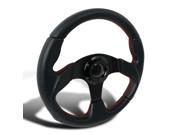 320MM Black Leather Red Stitch Sport Racing Steering Wheel