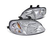 Honda Civic Dx Lx Ex Ek9 Crystal Clear Chrome Head Lights Lamps Pair