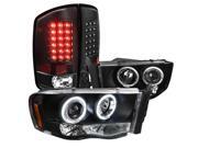 02-05 DODGE RAM PROJECTOR HEADLIGHTS+LED TAIL LIGHTS BLACK COMBO 02-05 DODGE RAM PROJECTOR HEADLIGHTS+LED TAIL LIGHTS BLACK COMBO