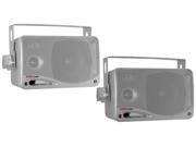 Pyle 3.5 3 Way Mini Box Speaker System Silver PLMR24S