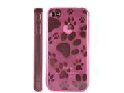 Apple iPhone 4 4S Transparent Dog Paws TPU Skin Case Pink