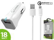 Cellet 18 Watt Micro USB Plus Car Charger with Qualcomm Certified Quick Charging Technology 4ft cable