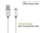 RUIZ by Cellet Apple MFI Certified 6ft. Lightning 8 Pin Charging Data Sync Cable for iPad iPhone iPod White