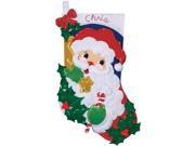 Holly Santa Stocking Felt Applique Kit 16 Long