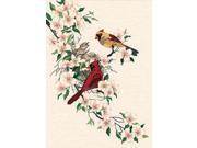 Cardinals In Dogwood Crewel Kit 11 X15 Stitched In Wool Thread