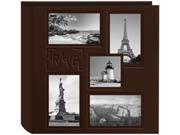 5 Up Collage Frame Sewn Embossed Photo Album 12 X12 Brown