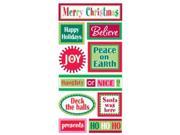 Essentials Dimensional Stickers 2.75 X6.75 Sheet Christmas Words