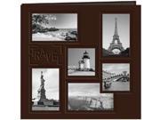 Collage Frame Sewn Embossed Cover Postbound Album 12 X12 Brown Travel