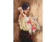 Gold Collection Woman With Bouquet Counted Cross Stitch Kit 11 X15
