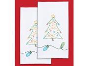 Stamped White Decorative Hand Towel 17 X28 One Pair Christmas