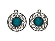 Jewelry Basics Metal Charms Silver Turquoise Filigree 3 Pkg