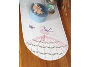 Stamped Perle Edge Dresser Scarf 15 X42 Butterfly Lady