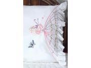 Stamped Lace Edge Colonial Lady Pillowcase 30 X21 2 Pkg Butterfly
